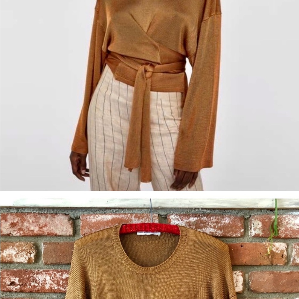Zara Knit Cropped Ribbed Front
Knot Sweater Top